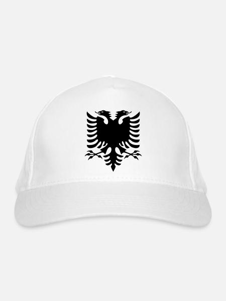 Albanien Flagge - Bio-Baseballkappe - Weiß