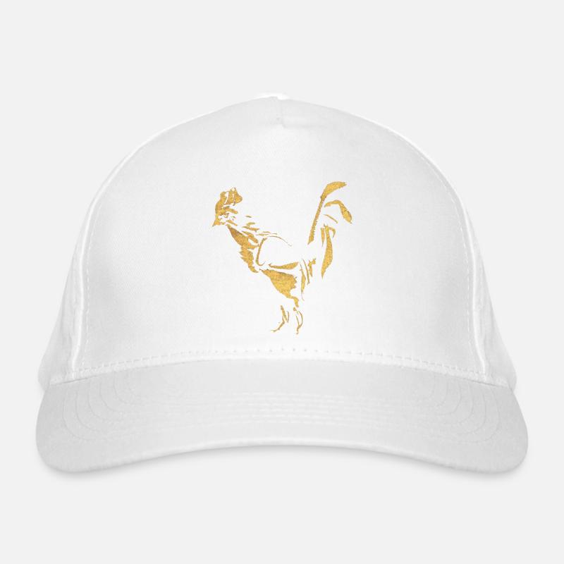 Hahn - Tusche / Gold Bio-Baseballkappe