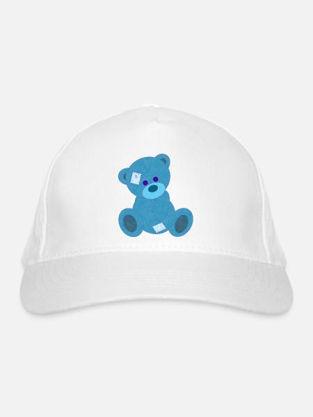 Blauer Bär - Bio-Baseballkappe - Weiß