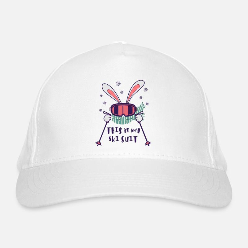 This is my Ski Suit Skiing Rabbit with ski poles Organic Baseball Cap