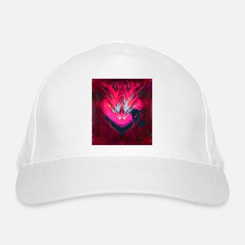 Neon Herz im Dunkelrot Bio-Baseballkappe