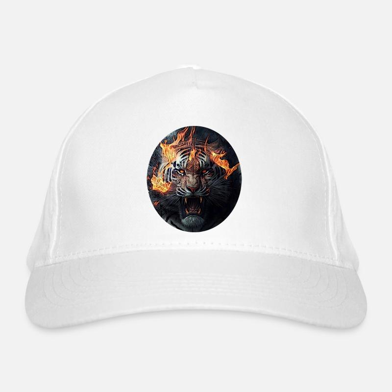 Tiger on fire Organic Baseball Cap