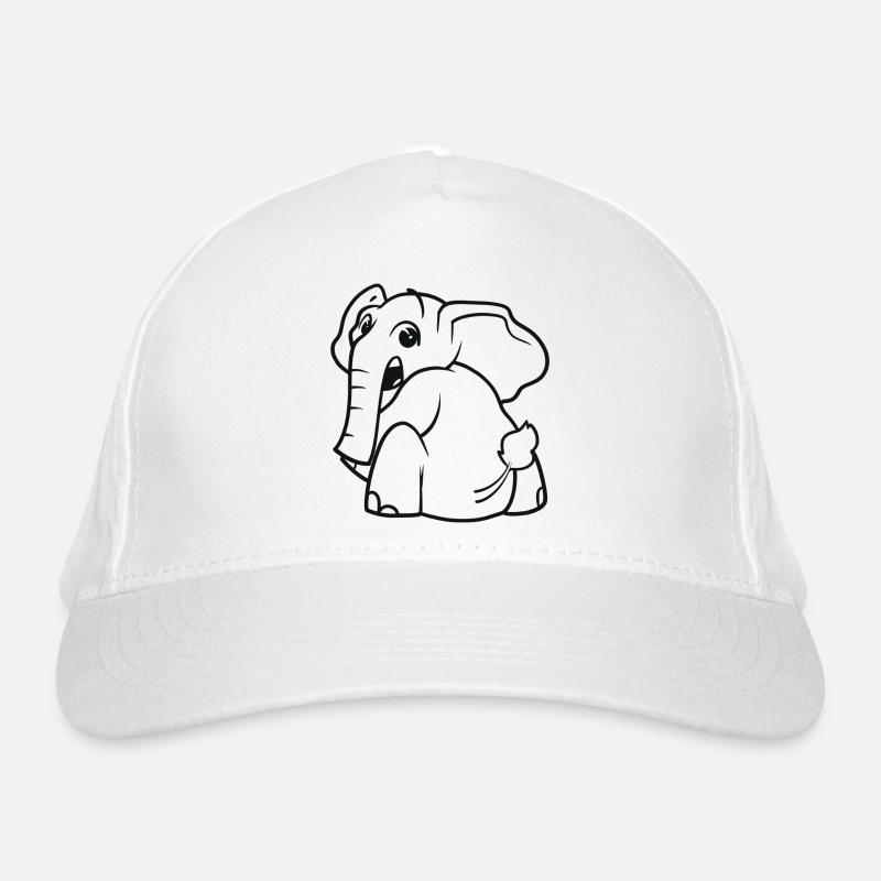 Elephant turns around - surprised, frightened Organic Baseball Cap