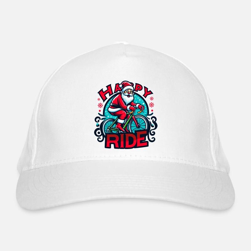 Festive Santa Bicycle Illustration Organic Baseball Cap