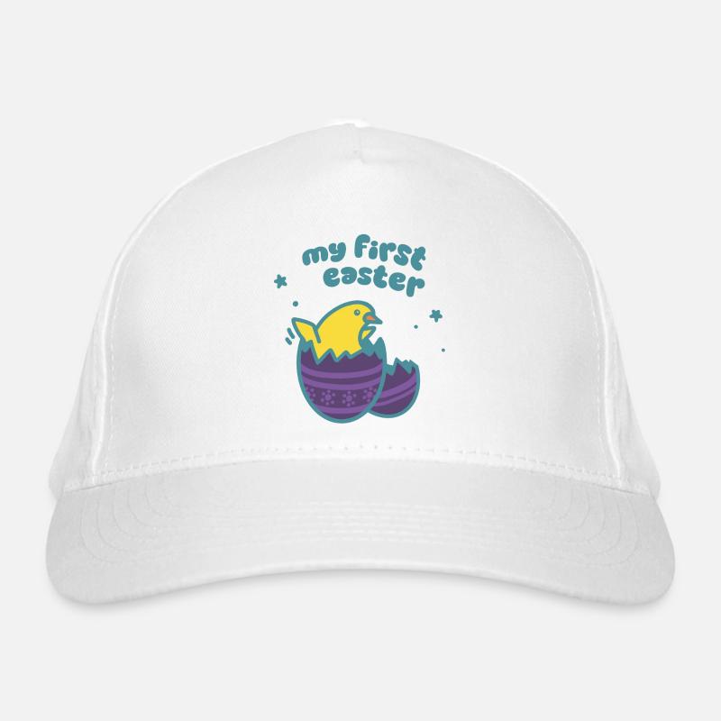 My First Easter - Easter Egg & Chick - Organic Baseball Cap - white