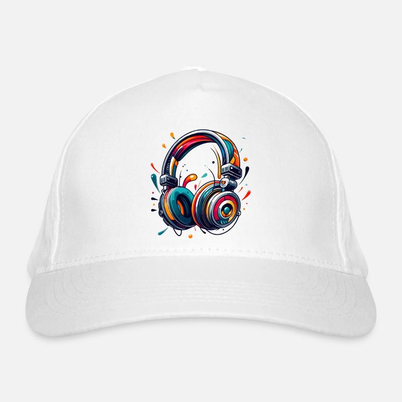 Kopfhörer im dynamischem, abstraktem Kunststil Bio-Baseballkappe