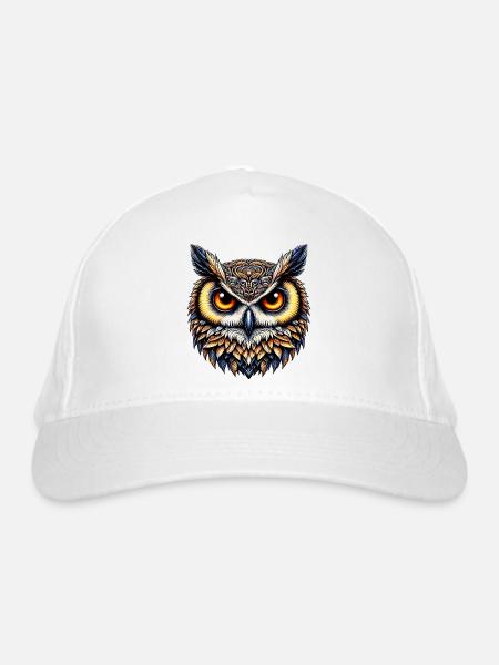 Eule - Bio-Baseballkappe - Weiß