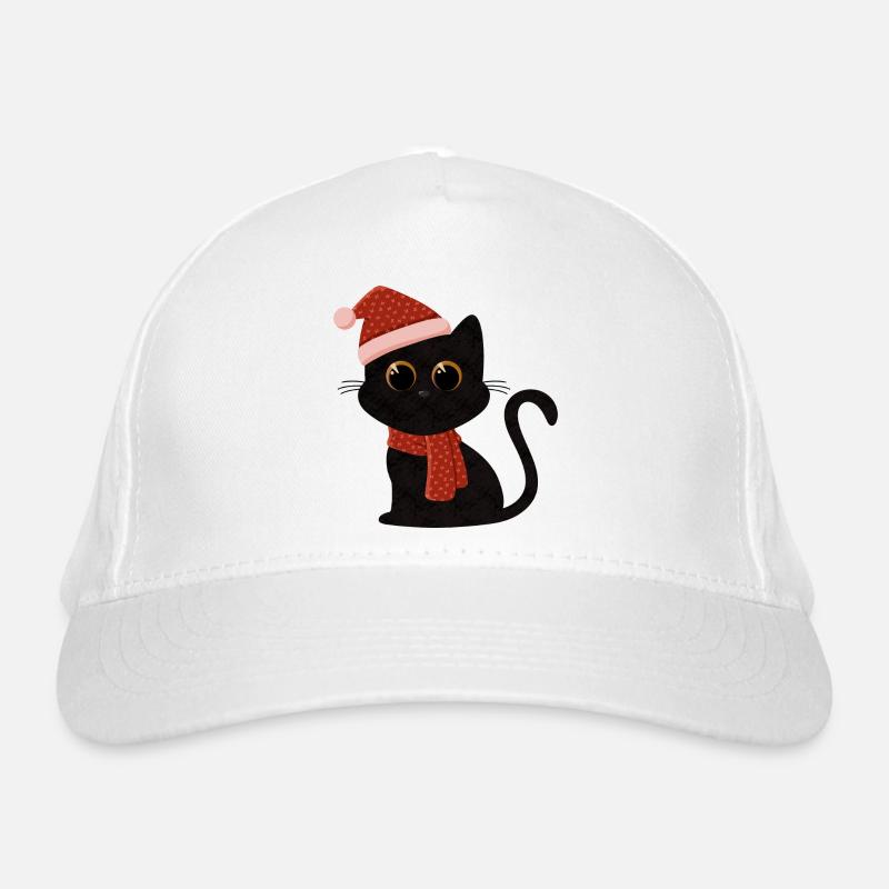 Chat Noël avec chapeau et écharpe Casquette classique bio