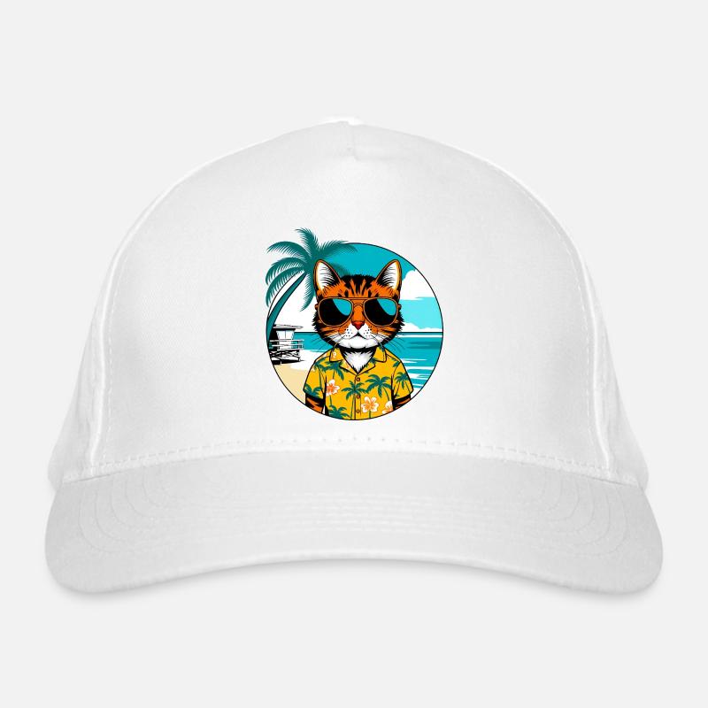 Cat on the beach Organic Baseball Cap