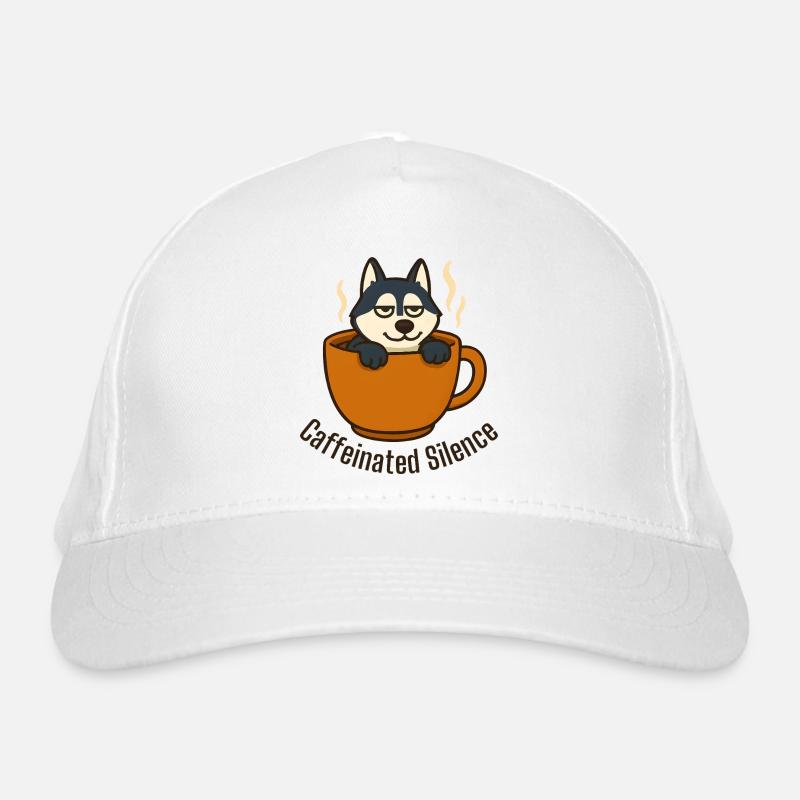 Husky Relaxing in Coffee Cup Organic Baseball Cap