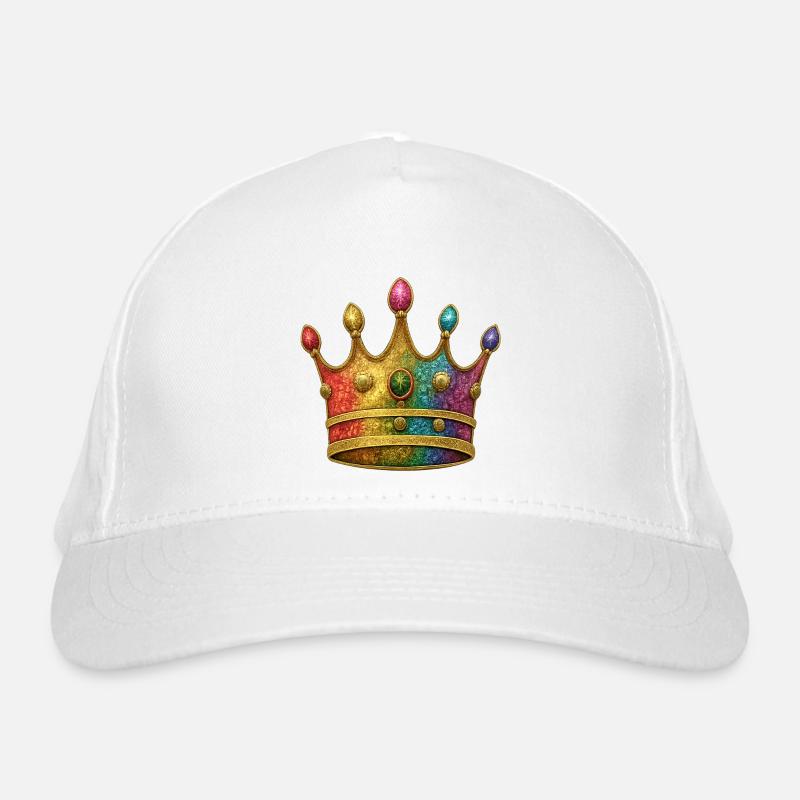 Vibrant Rainbow Royal Crown Design Organic Baseball Cap