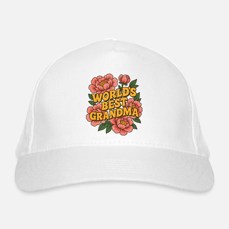Florale Illustration „Weltbeste Oma“ Bio-Baseballkappe