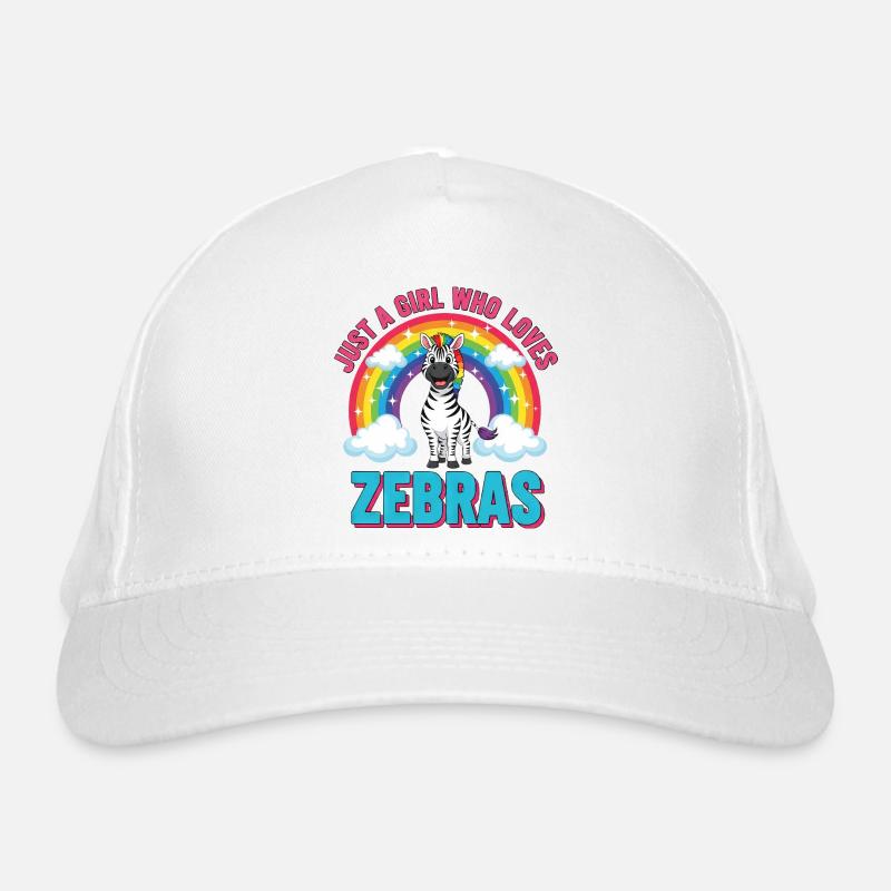 Süßes Zebra Cartoon Regenbogen Mädchen Spruch Bio-Baseballkappe