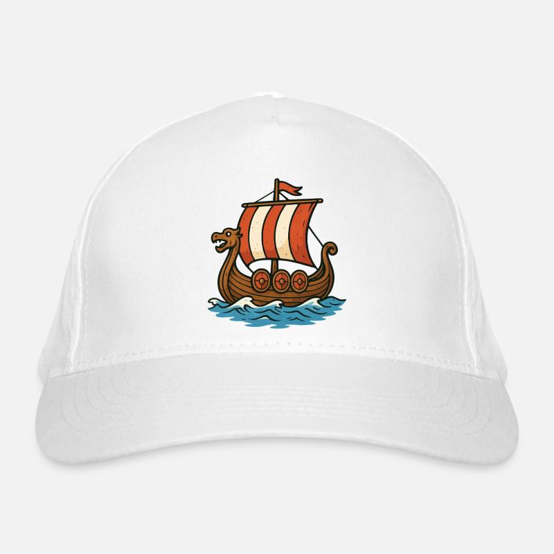 Bateau viking à voile rouge Casquette classique bio