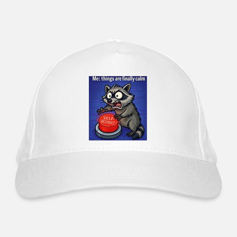 Raccoon Self-Destruct Meme Organic Baseball Cap