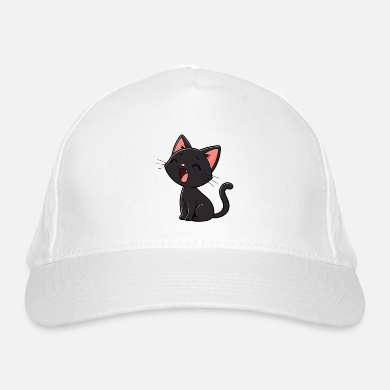 Minimal lachendes schwarzes Kätzchen Bio-Baseballkappe