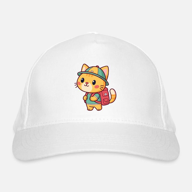 Explorer cat with backpack Organic Baseball Cap
