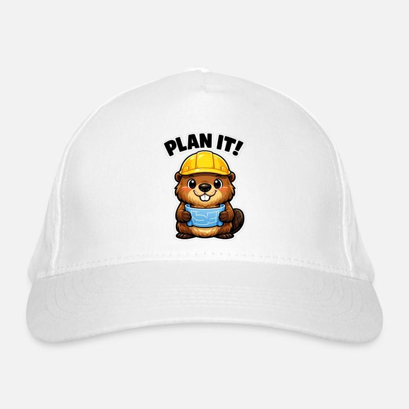 Bauheld Biber mit Plan Bio-Baseballkappe