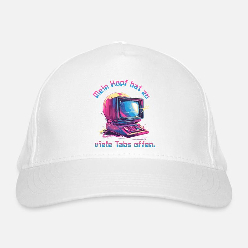 Vintage Computer Neon Tabs Offen Bio-Baseballkappe