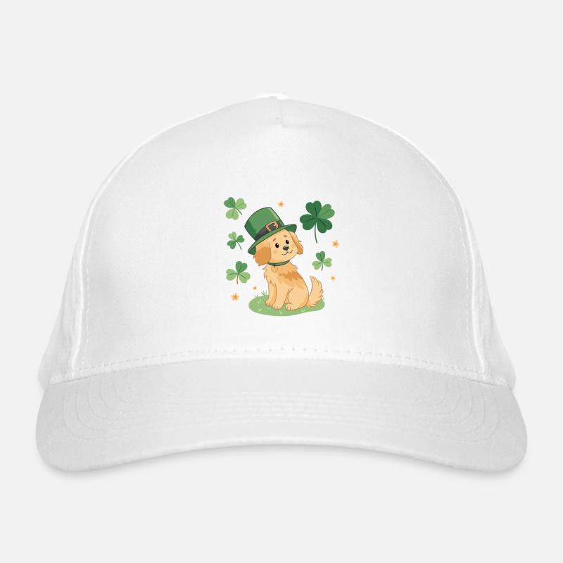 Chien adorable Leprechaun Vert et Trèfles Casquette classique bio