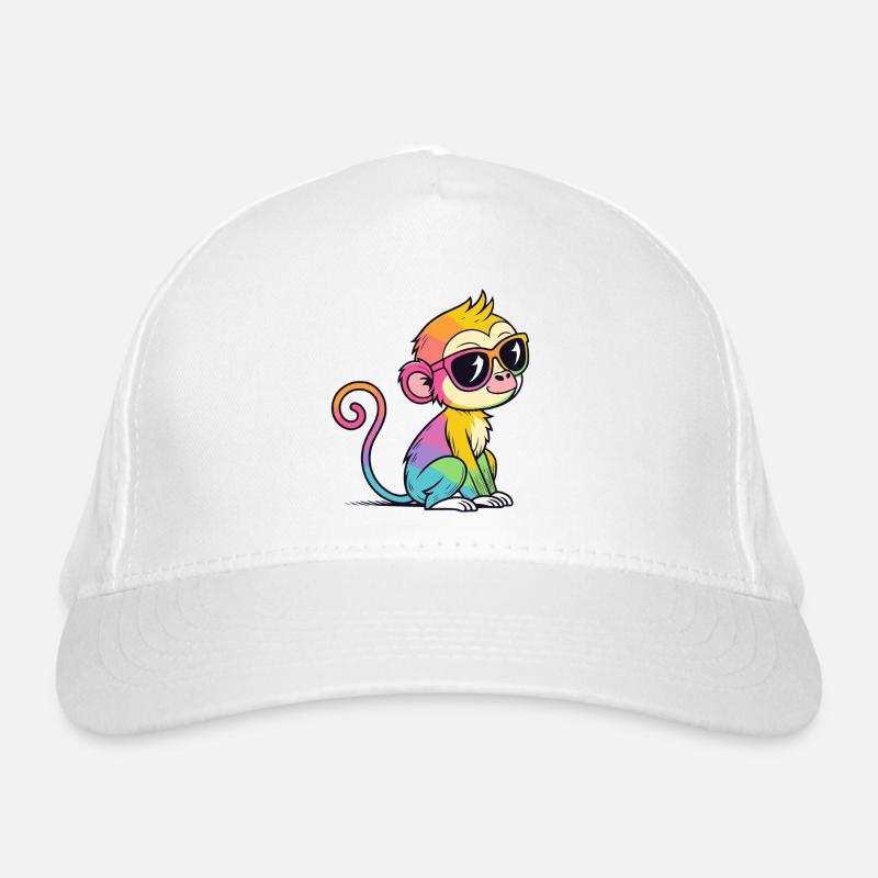 Rainbow Monkey Chic Brille Bio-Baseballkappe