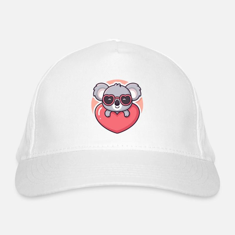 Koalaherz und rosa Brille Bio-Baseballkappe
