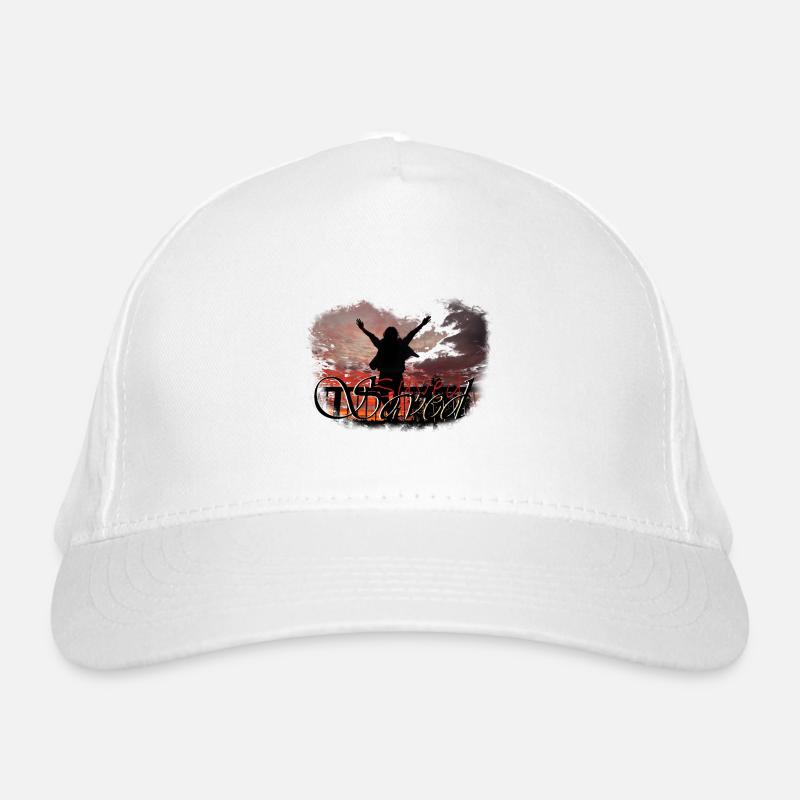 Saved text with red sunset Organic Baseball Cap