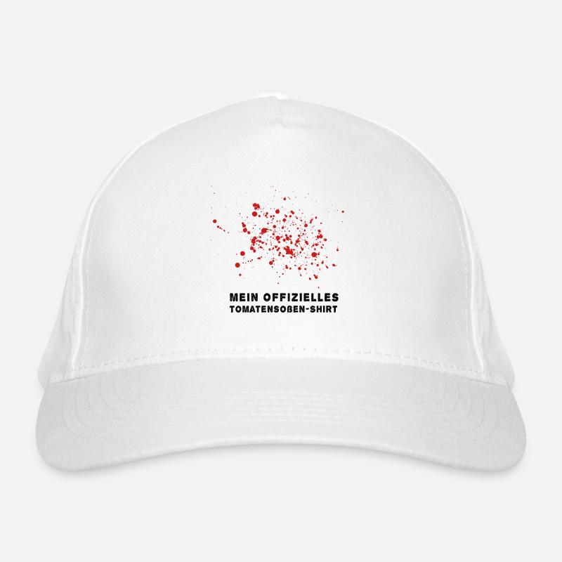 Tomatensoße Fleck Lustiger Spruch - Bio-Baseballkappe - Weiß