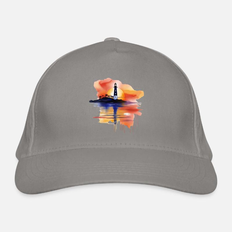 Ein Aquarell-Leuchtturm-Szene Bio-Baseballkappe