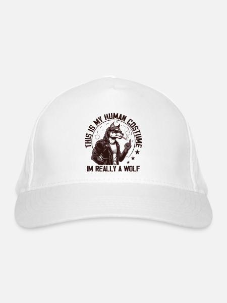 This is My Human Costume Im Really a Wolf Funny - Organic Baseball Cap - white - Front