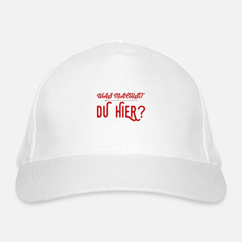 warum bist du hier? Bio-Baseballkappe