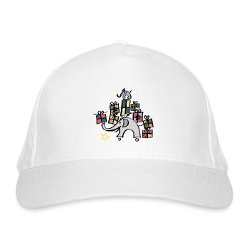 Spielzeug Elefant mit Weihnachtsgeschenken - Bio-Baseballkappe - Weiß - Vorne