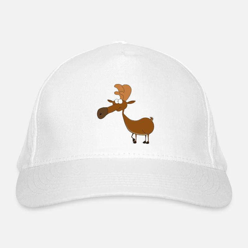 Funny Moose Comic in Color Organic Baseball Cap