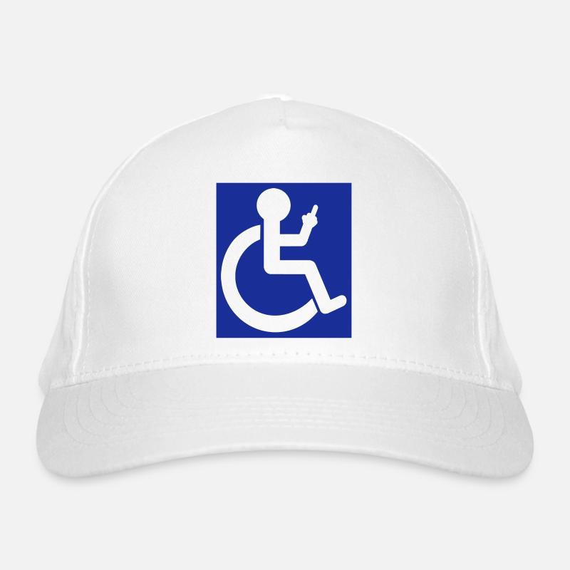 Rollstuhl-Symbol mit Mittelfinger # Bio-Baseballkappe