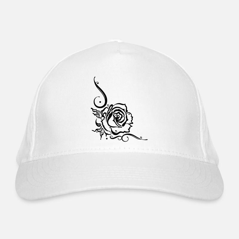 Rose mit filigranem Ornament, in love Bio-Baseballkappe