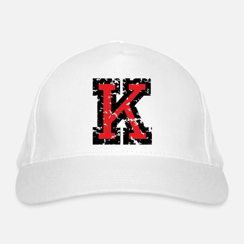 K (Vintage Rot) Buchstabe K Bio-Baseballkappe