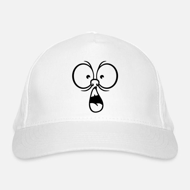 comic eyes mouth head frightened scared shoc Organic Baseball Cap