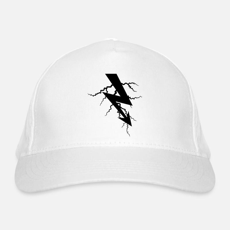 charge symbol electric lightning current energy strong Organic Baseball Cap