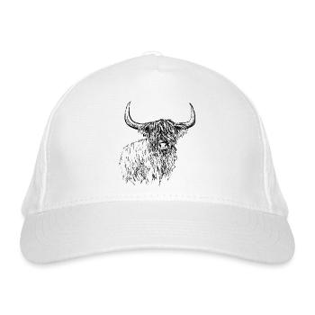 Scottish highlander pen drawing - Organic Baseball Cap - white - Front