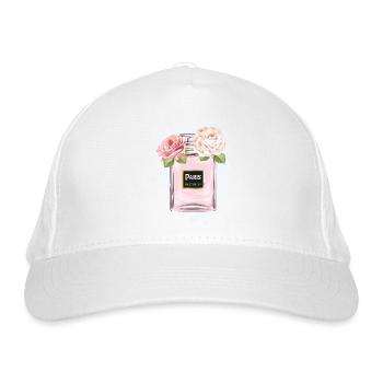 Flacon de parfum avec des roses aquarelles - Casquette classique bio - blanc - Devant