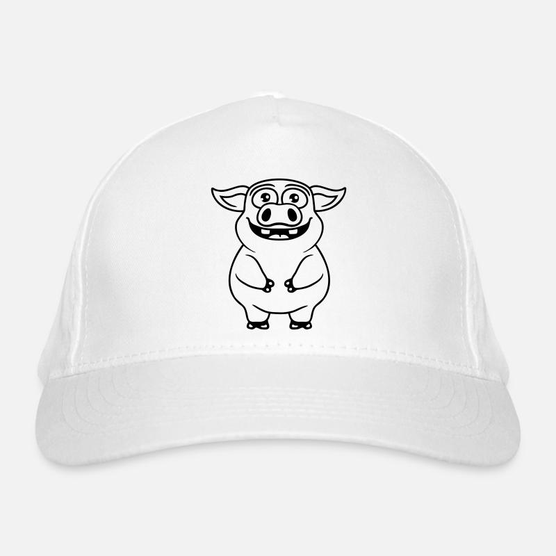 Comic glückliches kleines Schwein Bio-Baseballkappe