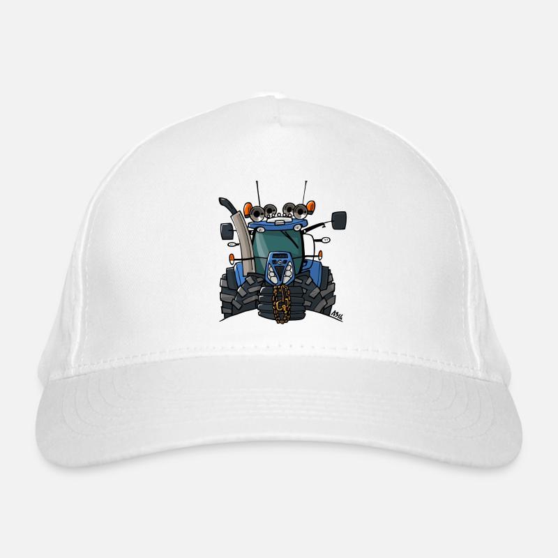 0397 blue tractor Organic Baseball Cap