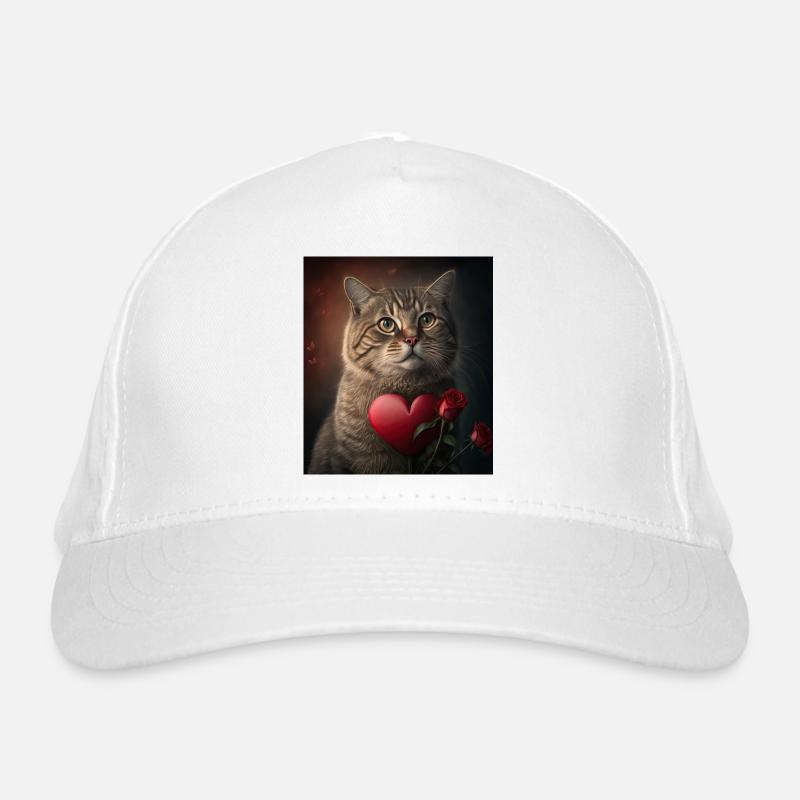 Saint-Valentin Cat Heart Rose Casquette classique bio