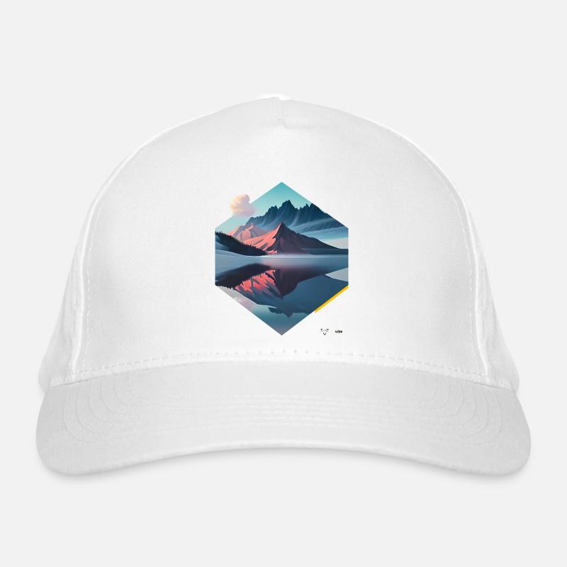 Red Low Mountain - Organic Baseball Cap - white