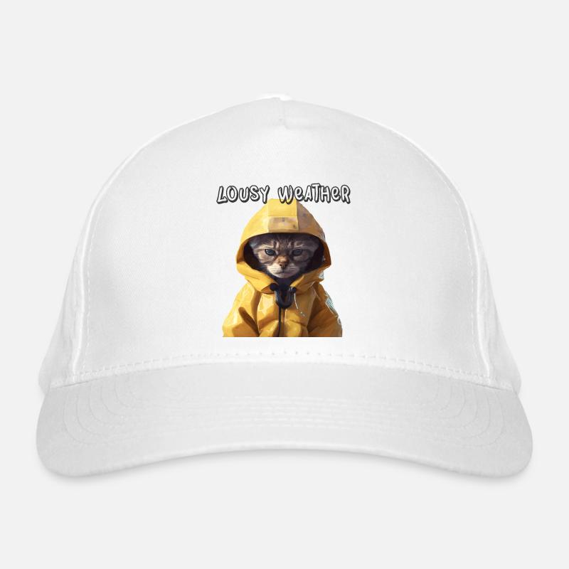 Chat en imperméable Cadeau Météo Médiocre Casquette classique bio