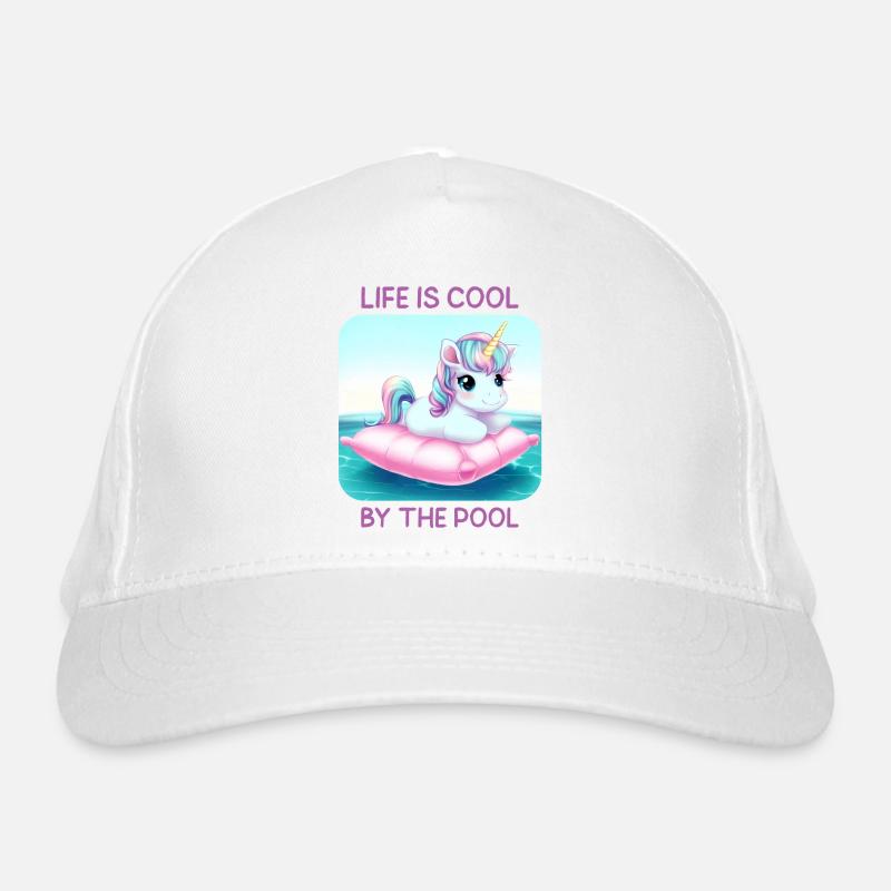 Licorne dans la piscine Cadeau de vacances de bain d’été Casquette classique bio