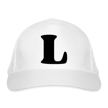 Buchstabe l - Bio-Baseballkappe - Weiß - Vorne