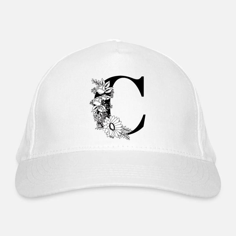 Lettre c floral noir et blanc Casquette classique bio