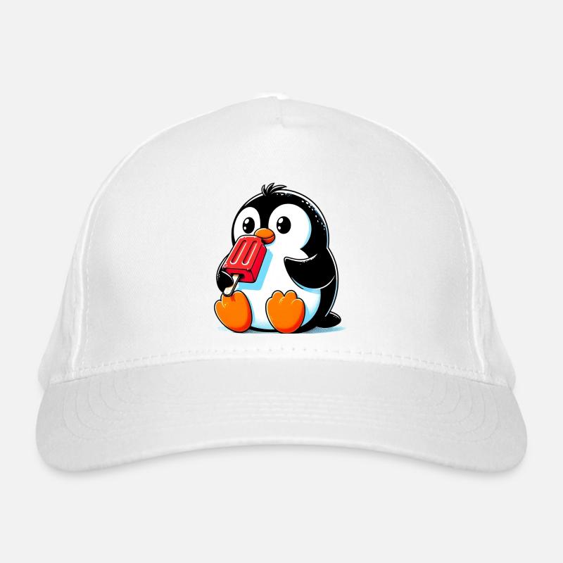 Pinguin isst ein Eis am Stiel Bio-Baseballkappe