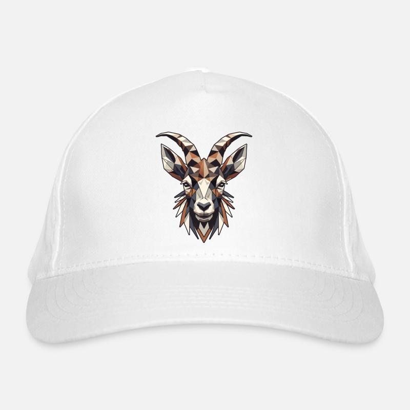 geometrischer Steinbock Kopf- Polygonen Motiv Bio-Baseballkappe